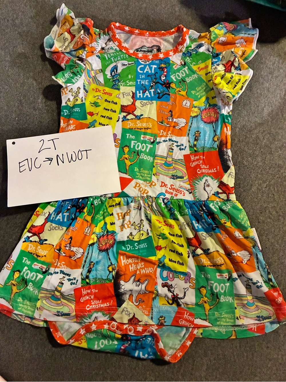 Sunshine Sweeties/Sugar Swan Bamboo Dr. Seuss Book Print Toddler Dress Romper 2T
